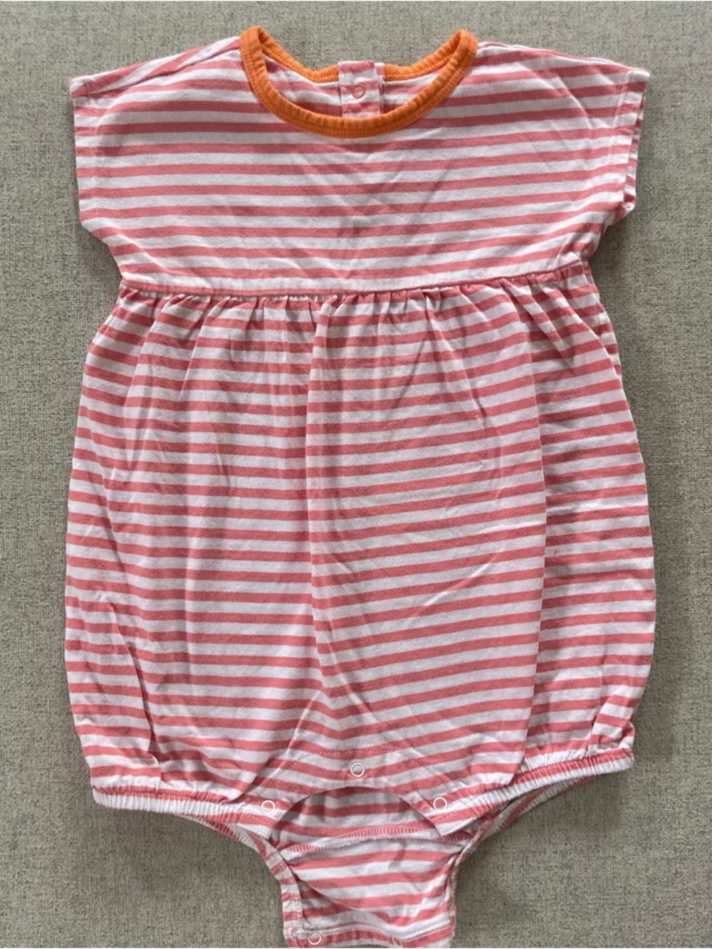 Primary 12-18m Orange Stripe Bubble Romper